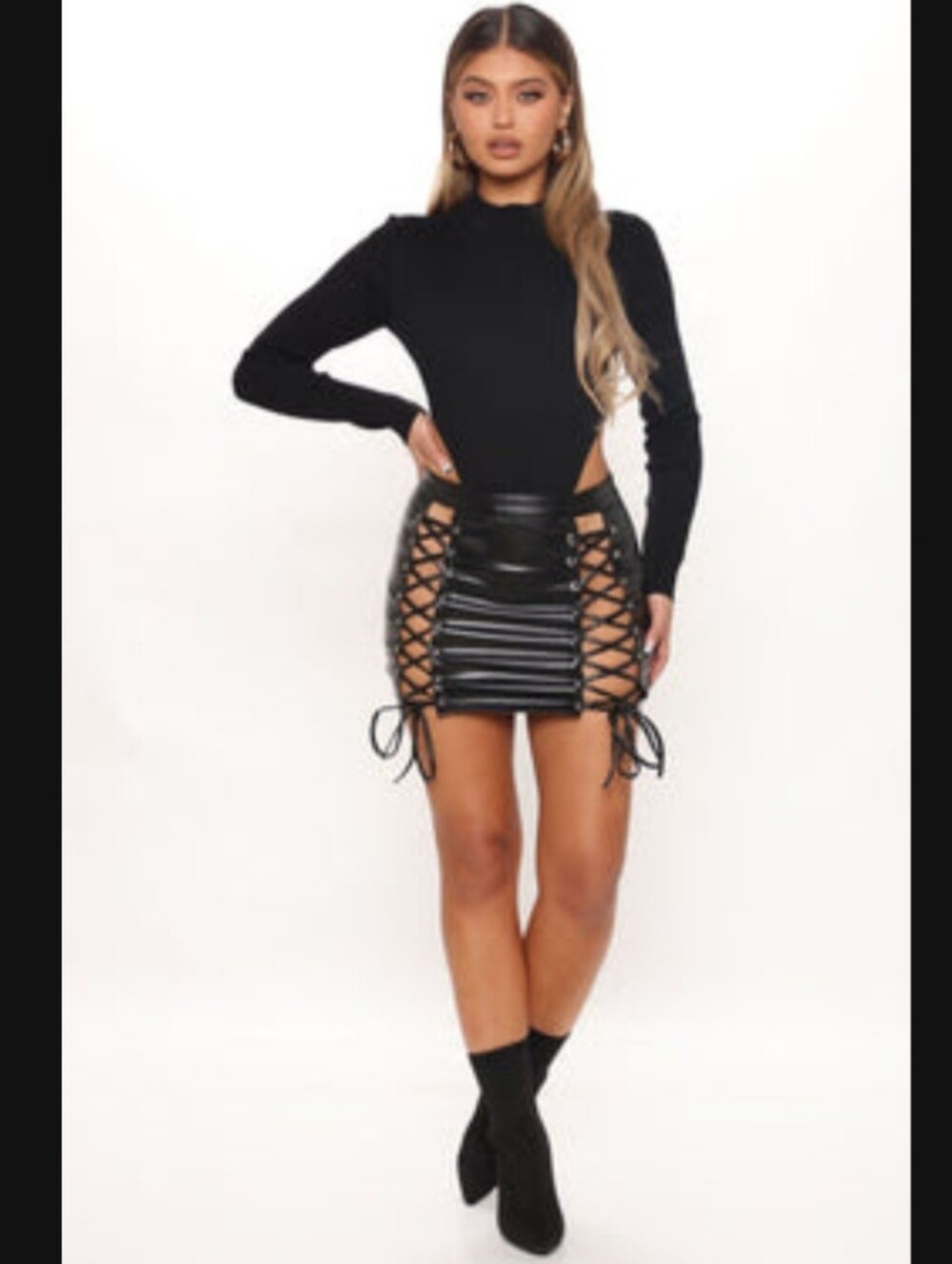 Fashion Nova Got It Like That Lace Up Mini Skirt - Small